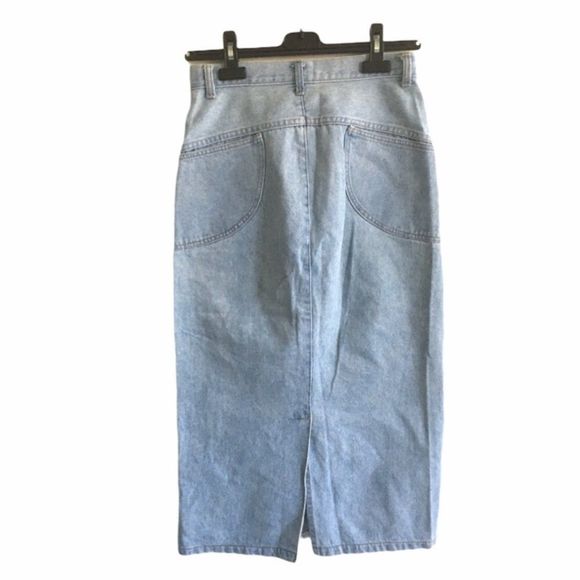 Vintage Light Blue Denim Midi Skirt - Picture 1 of 7
